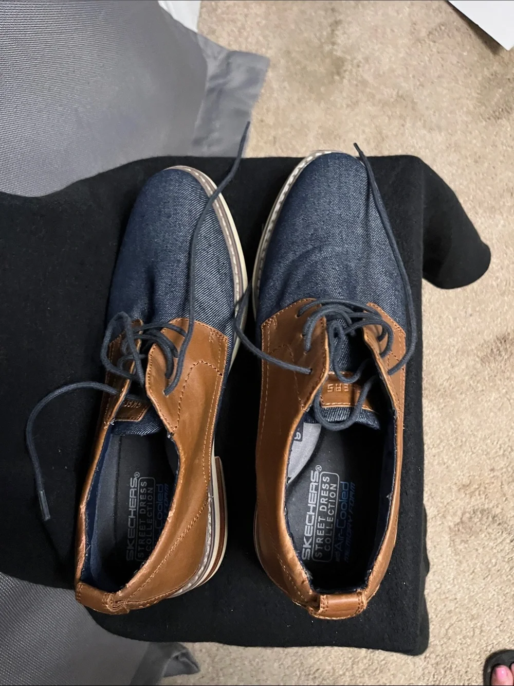 Skechers Navy and Brown Two-Tone Lace-Up Derby Shoes